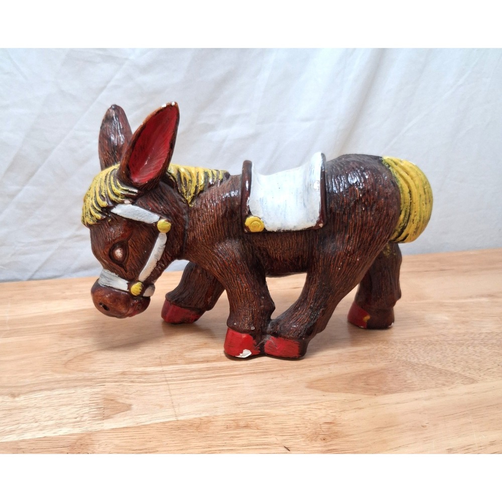 Vintage MCM Made in Mexico Donkey BANK Brown Painted Pottery Burro Southwest